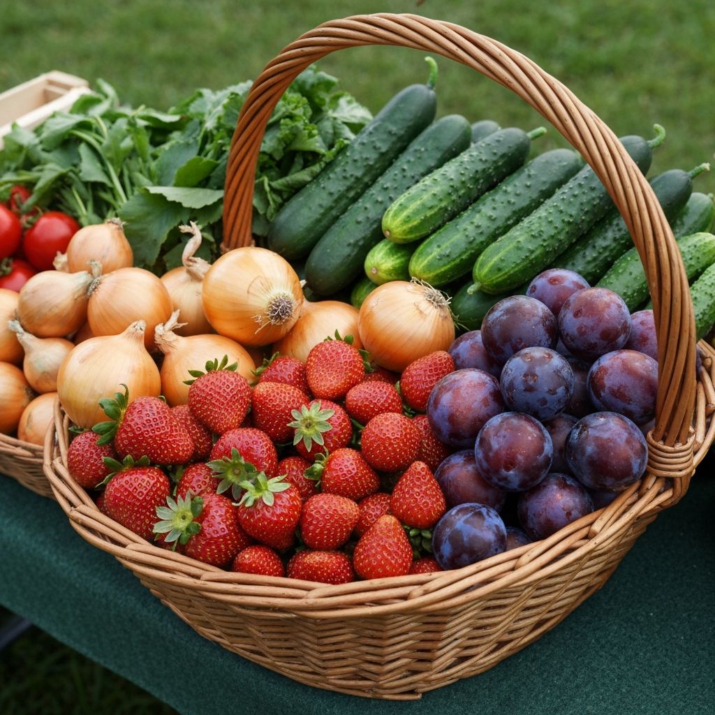 Polish seasonal produce basket with fresh vegetables